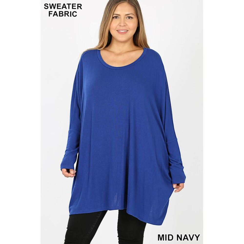 World of Leggings Oversized Round Neck Poncho Plus Size Sweater